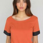 Sarin‎ Mathews Top Orange Black Short Sleeve Round Neck Woman's Size Medium Photo 0
