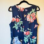Vintage 90s Blue Floral Butterfly Print Sun Dress Womens 8 Casual Summer Modest Photo 1