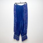 Late Bloomers Burnout Velvet Pull On Womens Pants Large Relaxed Psychedelic Boho Blue Photo 5