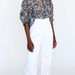 Never A Wallflower Gathered V Neck Blouse Blue Mushroom Print Shirt Size Medium Photo 4