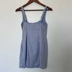 Urban Outfitters Jumpsuit Dress Blue Linen Blend Adjustable Straps Size Medium Photo 3