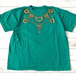 Style Rack Women’s XL Green Embellished Besazzled Gold Beaded Shirt Short Sleeves X Large Photo 0