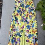 Anthropologie NWT  Floral Silky Tie-Front Strapless Yellow Maxi Dress Size XL Photo 4