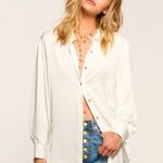 Ramy Brook Teal Kolby Oversized Button Down Blouse Size Medium Photo 9