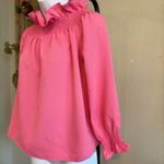 Tuckernuck Pink Off the Shoulder Marguerite Blouse Ruffle Collar Women's Sz XS Photo 1