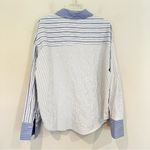 Lulus ‎ Nantucket Vibes White Striped Long Sleeve Button-Up Top Women's XL Blue Photo 6