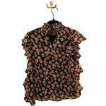 Blue Rain  Black Floral Chiffon Halter Turtleneck Blouse - Size Medium Photo 1