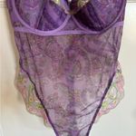 Savage x Fenty purple paisley lace lingerie bodysuit size medium Photo 1