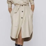 ZARA New  Faux Leather Long Overshirt/Coat Cream Photo 0