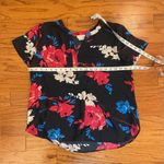 Van Heusen - Black with blue and pink floral design business casual blouse L Photo 4