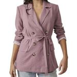 Free People Olivia Blazer Linen Belted Pink Photo 0