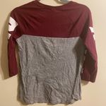 PINK - Victoria's Secret VS  Maroon Gray Long Sleeve Tee‎ Oversized Size XS Photo 1