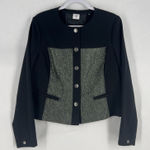 CAbi Blazer Textured Tweed Blazer Jacket Womens Large Black Cotton Snap Button Photo 0