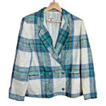 Vintage Plum Tree Escott Canada Blazer Blue Green Plaid Size 9/10 20x24 Photo 0