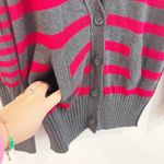 American Eagle  Vintage Cardigan Striped Y2K XL Red Gray Academia Prep Boyfriend Photo 4