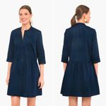 Tuckernuck Navy Crepe Royal Shirt Dress Preppy Minimalist Size Medium Photo 2