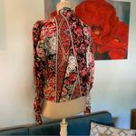 Jaase  Colorful Floral Zipfront Cropped Jacket Ruched Sleeves Women's Size XS Photo 1
