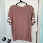 Miss Chievous ‎ Women's Size Medium Pink Twist Front Short Sleeve Varsity Tee Photo 4