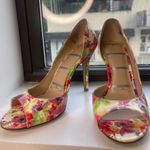 Elle Vibrant Floral Dorsay Peep-Toe Heels Photo 0