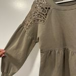 Altar'd State  Olive Crochet Accent sweater Sweatshirt Size small! Photo 2