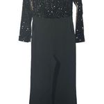 Eliza J  Black Sequin One Piece Zipper Back Pants Jumpsuit W/ Pockets Women Sz 4 Photo 0