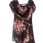 Connected Y2k Pink Brown Fairy Beaded‎ Floral Tiered Chiffon Midi Dress Size M Photo 1