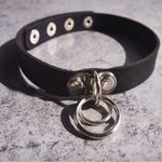 Black O Ring Leather Collar Chocker Punk Necklace Photo 4