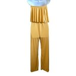 Polly & Esther Strapless Draped Top Mustard Wide Leg Jumpsuit NWOT Size XL Photo 4