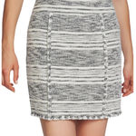 1. State  Black & White Tweed Fringe Pencil Skirt Size 4 Photo 0