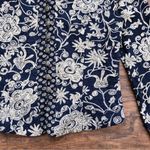 vintage • 90s floral quilted jacket navy cream rayon cropped JSJ Petites boho Photo 3