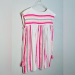 Lemlem White Neon Pink Striped Handwoven Caftan Dress Photo 5