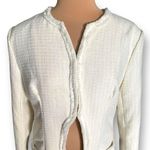 SheIn Cream Tweed Open Front Collarless Blazer Jacket Metallic Detail Size XL Photo 1