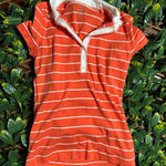 Jones New York Vintage  Sport Preppy Orange White Stripe Collared Shirt Size S Photo 0