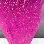Cassandra Stone Silk Beaded Fringe Gown Size 12 Fuchsia Prom Evening HOCO FLAWED Pink Photo 3