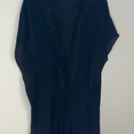 Melrose and Market  one size women’s black sheer swimsuit cover up lace tie kimono Photo 0