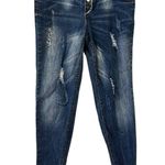 Rue 21 Twentyone Black Button Fly Distressed Low Rise Raw Hem Jegging Flex Jeans 13 14 Photo 0