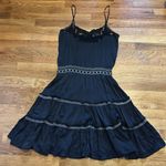 Guess by Marciano Women’s Large Black Drop Waist Silk Ruffle Lace Slip Dress Photo 3