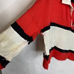 Free People  Party Polo Shirt Red Sequin Insets Sz Small Photo 6
