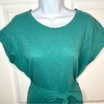 J. Crew Casual Cotton Short Sleeve Tie Waist Tshirt Dress Marled Teal Green M Green Size M Photo 3
