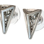 Sam Edelman NEW - Edgy Elegance Silver Triangle & Black Rhinestone Statement Stud Earrings Photo 0