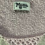 Show Me Your Mumu  Pink Brown Knit Crochet Bubbly Sleeve V Neck Sweater Size S Photo 3