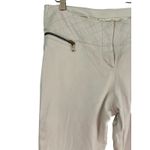 Cache White Lined Leather Pant Zipper Pockets Quilted 3" Wide Self Belt $298 Photo 5