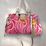 Guess Vtg Y2K  Pink Metallic Groovy G Logo Shoulder Satchel Purse Bag Charm Photo 0