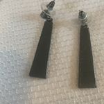 Brown Enamel and Crystal Drop Earrings in Dark Gray Metal Black Photo 3