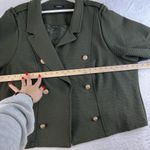 Torrid 5 5X Textured Ponte Crop Military Jacket Green Gold Button Ribbed Women's Photo 10