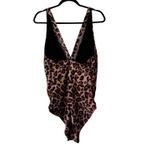 YONIQUE Leopard Plunge V Neck One Piece Swimsuit Women's Size 22W Brown Photo 5