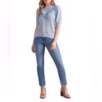 Ted Baker  Bernise Ruffled‎ Pointelle Knit Top Women's 2 Blue Career Dainty Fairy Photo 3