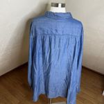 Roamans Top Womens 24W Blue Cotton Denim Button Front Embellished Rhinestones Photo 10