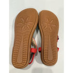 NEW Sandals Womens 8.5 Beaded Boho Elastic Ankle Travel Vacation Resort Beach Red Photo 3