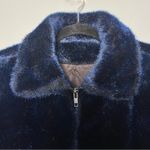 Gallery Vintage 90s Faux Fur Blue Bomber Jacket Women’s Size S Glam Party Photo 2